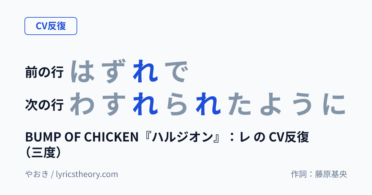 図: BUMP OF CHICKEN『ハルジオン』：レ の CV反復（三度）
