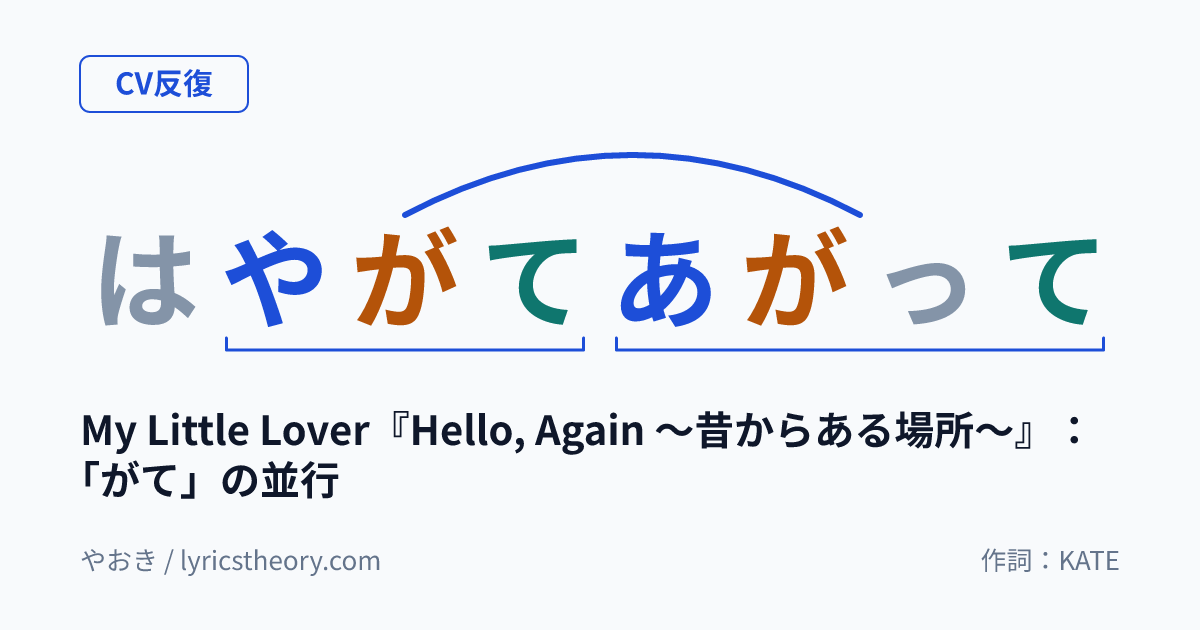図: My Little Lover『Hello, Again ～昔からある場所～』：「がて」の並行