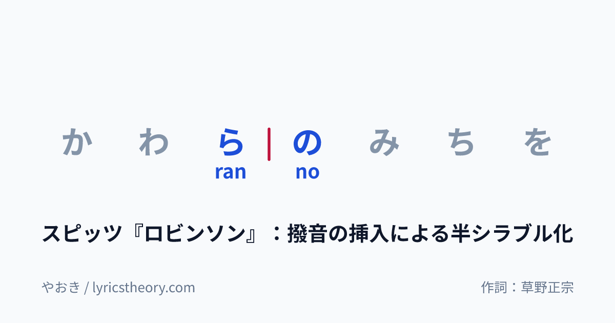 図: スピッツ『ロビンソン』：撥音の挿入による半シラブル化